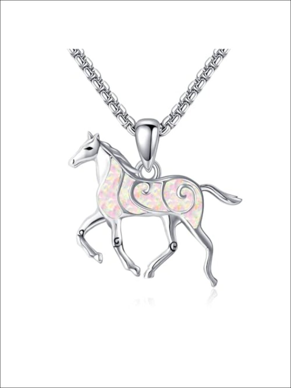 925 Sterling Silver Horse Turquoise Pendant Necklace 22 Inch Chain Animal